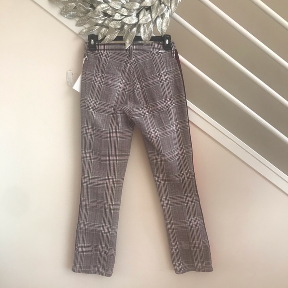 Mother The Insider Plaid Stripe Retro Ankle Pants Plum Pink Brown Orange 24 NWT - Picture 9 of 16